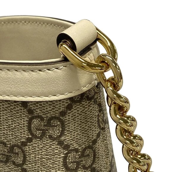 Auth GUCCI Padlock/GG Supreme 811705 Beige White PVC Leather Shoulder Bag - Picture 10 of 16